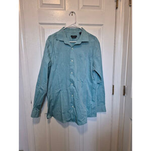 Men's Marc Anthony Teal Slim Fit Dress Shirt Neck 17